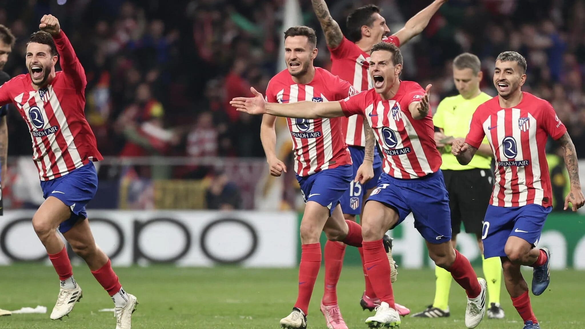Atlético de Madrid celebrando en Europa